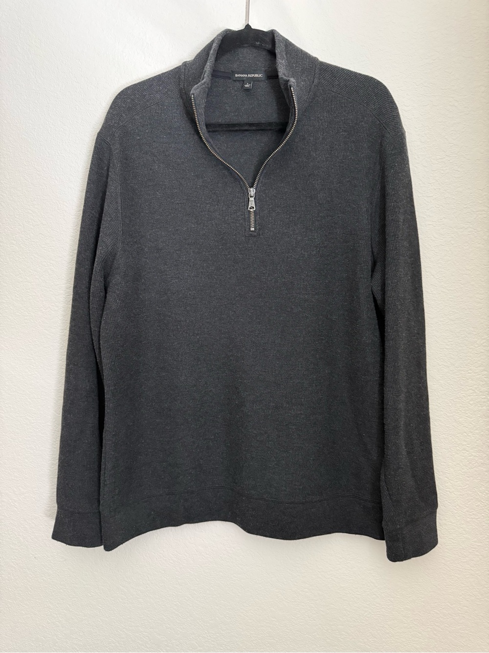 Banana Republic | Men's Gray Quarter-Zip Size L Ribbed Sweater